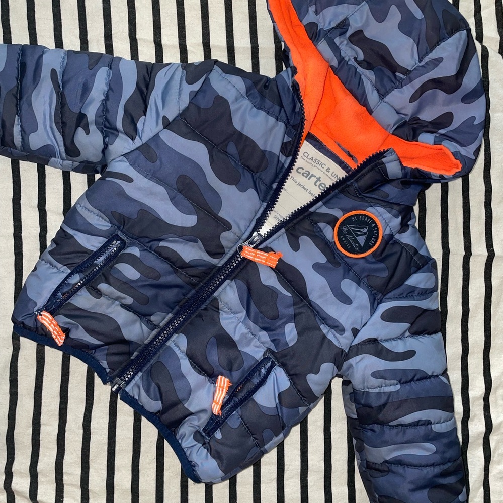 Carters blue camo puffer